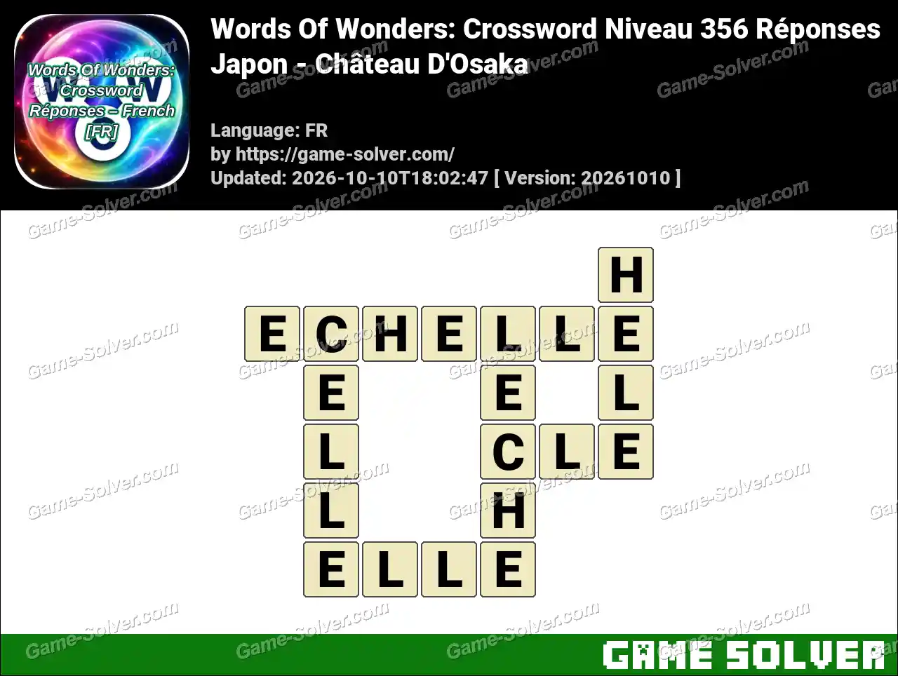 Words Of Wonders: Crossword Niveau 356 Réponses – Japon – Château D’Osaka